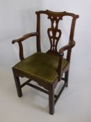 An Antique Oak Chippendale Style Dining Chair.