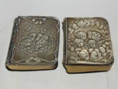 Two Miniature Silver Covered Prayer Books, embossed with angels. (2)