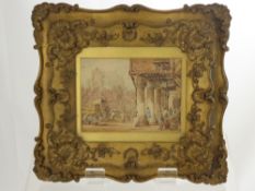 A 19th Century Watercolour, depicting a pastoral scene approx 22 x 13 cms together with a 19th