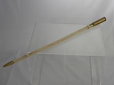 A Pre 1947 Ribbed Ivory Swagger Stick, having a .43 calibre rifle shell as handle with brass