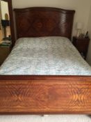 A Walnut Veneer and Mahogany Antique French Empire-Style Double Bed, the bed having ormolu collar