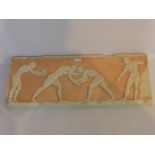 A Contemporary Plaster Frieze, depicting a classical scene, approx 82 x 52 cms.