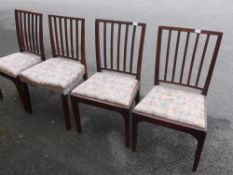 A Harlequin Set of Four Mahogany Country Sheraton Dining Chairs, circa 1780.
