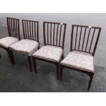 A Harlequin Set of Four Mahogany Country Sheraton Dining Chairs, circa 1780.