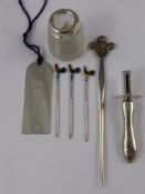 A Collection of Miscellaneous Solid Silver Items, including 2,000 millennium hallmark bookmark