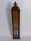 A 19th Century Admiral Fitzroy Barometer, pale oak Gothic cased, full length glazed front with a