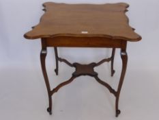 An Edwardian Mahogany Scallop-Edge Tea Table on cabriole style feet, approx 72 x 74 x 73 cms.