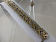 A Solid Silver and Enamel 900 hallmark Middle Eastern Style Bracelet, approx wt 70 gms, together