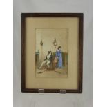 A 19th Century Watercolour, depicting a couple sharing a joke, signed bottom right Pramaggie (?),