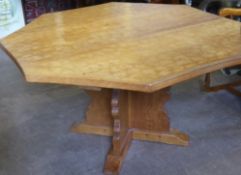 Sid Pollard Oak Octagonal Breakfast Table, with adzed top and cruciform base (with copy of