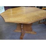 Sid Pollard Oak Octagonal Breakfast Table, with adzed top and cruciform base (with copy of