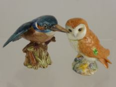 A Beswick Figure of an Owl, No. 2026 and Kingfisher N. 2371. (2)