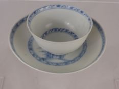 A Nanking Cargo Blue and White Porcelain Tea Bowl and Saucer, with original certificate.