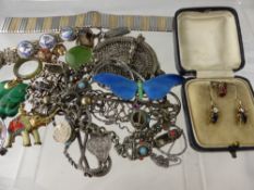 A Miscellaneous Collection of Costume and Other Jewellery, including rings, necklaces, brooches,