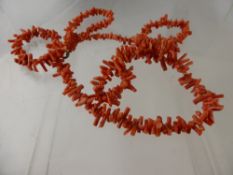 An Antique Coral Strand Necklace, 80 cms long.