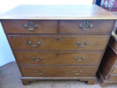 An Antique Oak Chest of Drawers, with two short drawers and three long drawers, supported on bracket