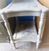 A White Painted Marble Top French Style Occasional Table, with pull out marble slide, approx 53 x 66