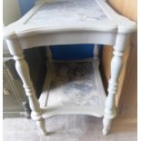 A White Painted Marble Top French Style Occasional Table, with pull out marble slide, approx 53 x 66