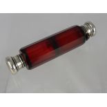 A Double Ended Victorian Cut Glass Ruby Perfume Bottle.