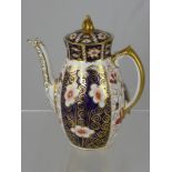 A Crown Derby Imari Pattern Coffee Pot, nr 2457, approx 29 cms