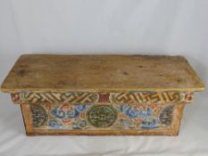 A Pine Chinese Hand Painted Collapsible Prayer Stand, the stand hand painted with cloud scrolls with