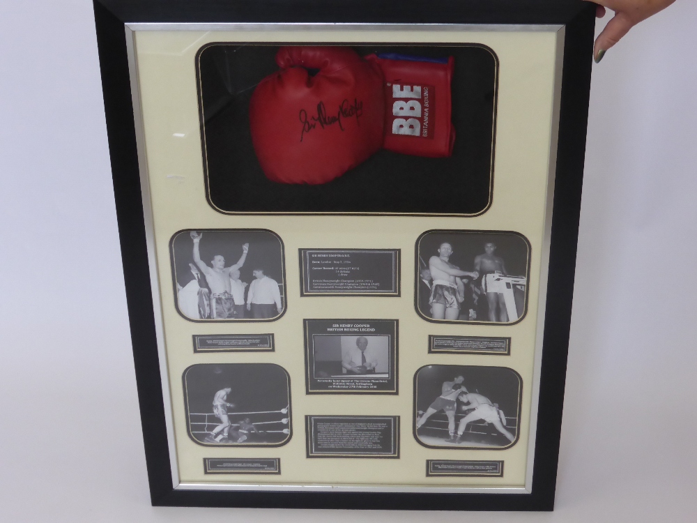 A Box Frame with Perspex Covering depicting five photographs of Sir Henry Cooper O.B.E., British - Image 2 of 2