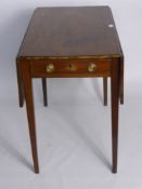 A Mahogany Drop-Leaf Pembroke Table, with a single drawer to one side, supported on straight