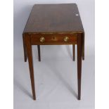 A Mahogany Drop-Leaf Pembroke Table, with a single drawer to one side, supported on straight