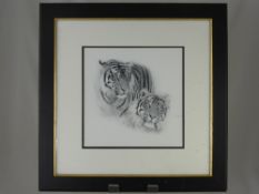 A Black and White Photograph entitled "Mates in monochrome", by Barbara Nuttall dated 2009, framed