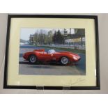 Two Coloured Photographs of Red Ferrari, by Maurice Rowe, framed and glazed.