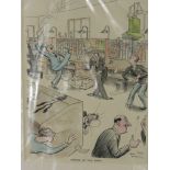 After H.M. Bateman Cartoon Prints entitled, 'Spring in the Bank' dd 1930, 'The Round Trip' dd