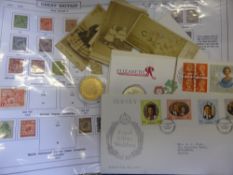 A Large Box of GB Stamps on Cover, album-page etc., together with a quantity of vintage postcards,