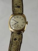 A Gentleman's Vintage 9 ct Gold Dennison Wrist Watch, the wrist watch case serial no. 80073 and