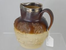 A Silver Rim Georgian Harvest Ale Jug, Birmingham hallmark dated 1829/30.