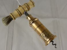 An Ivory, Copper and Brass Corkscrew.