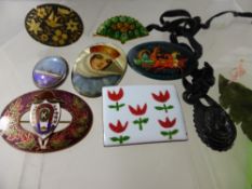A Miscellaneous Collection of Enamel and other Brooches, including antique butterfly brooch