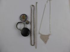 A Collection of Miscellaneous Silver Jewellery, including beaded drop necklace, two silver chains,