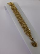 A Lady's 9 ct Gold Vintage Gate Link Bracelet, the bracelet having heart shaped clasp, length approx