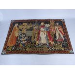 A Flemish Woven Tapestry Wall Hanging, entitled Quest for the Holy Grail , approx 142 x 97 cms.