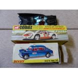 Three Vintage Dye Cast Toy Cars, including A Corgie Porsche Carrera 6, a Dinky Toys Austen 1800 Taxi