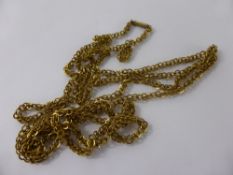 A 14 ct Yellow Gold Tested Multi Link Muff Chain, with 9 ct clasp, approx wt 62 gms.