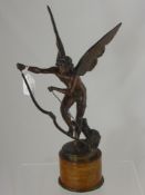 A Bronzed Figure of Cupid 'L'Amour Irresistible' by Marie Cassavetti (Beaux Arts 1896).