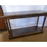 An Oka Mahogany Console Table, on turned legs, with platform base, approx 140 x 49 x 86 cms