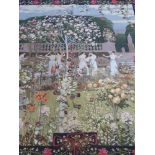 A Large Flemish Tapestry Wall Hanging, depicting feminine figures in a garden, approx 130 x 150 cms