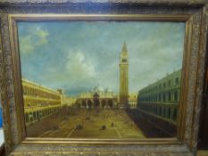 R. Hussent (French) Oil on Canvas depicting Piazza San Marco.