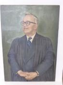 Peter White dated 1966 Original Oil on Canvas, Portrait of a Headmaster,  approx 71 x 102 cms.