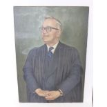 Peter White dated 1966 Original Oil on Canvas, Portrait of a Headmaster,  approx 71 x 102 cms.