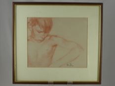 Patrick Barclay Original Sepia Pencil Sketch, depicting a boy, signed and dated bottom right, approx