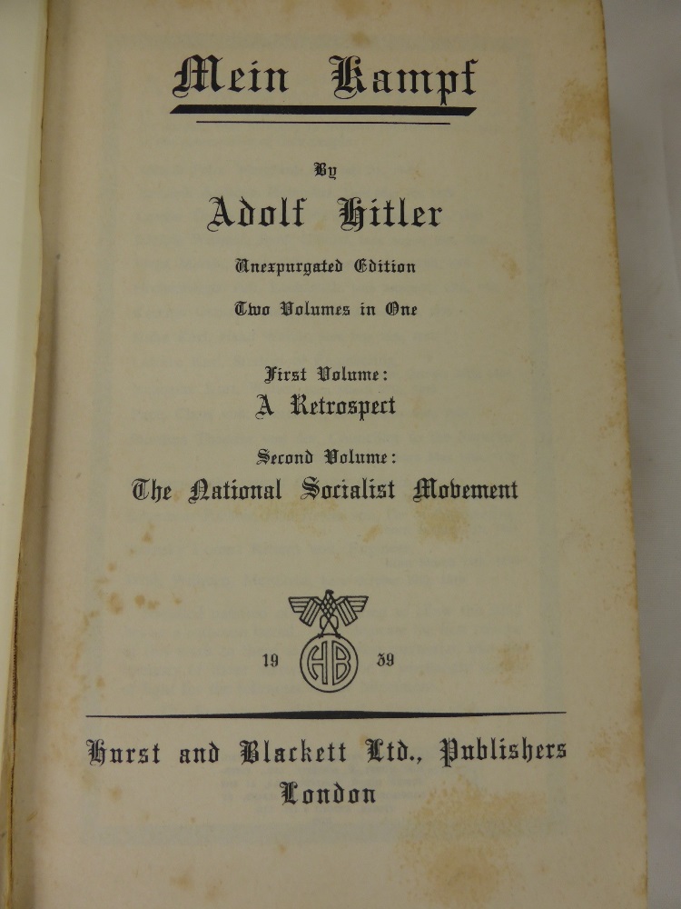 Hurst and Blackett Ltd, Unexpurgated Edition of Mein Kampf, publishing date 1939. - Image 2 of 2