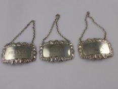 A Collection of Miscellaneous Silver, including Port, Brandy and Milk labels, Birmingham hallmark,